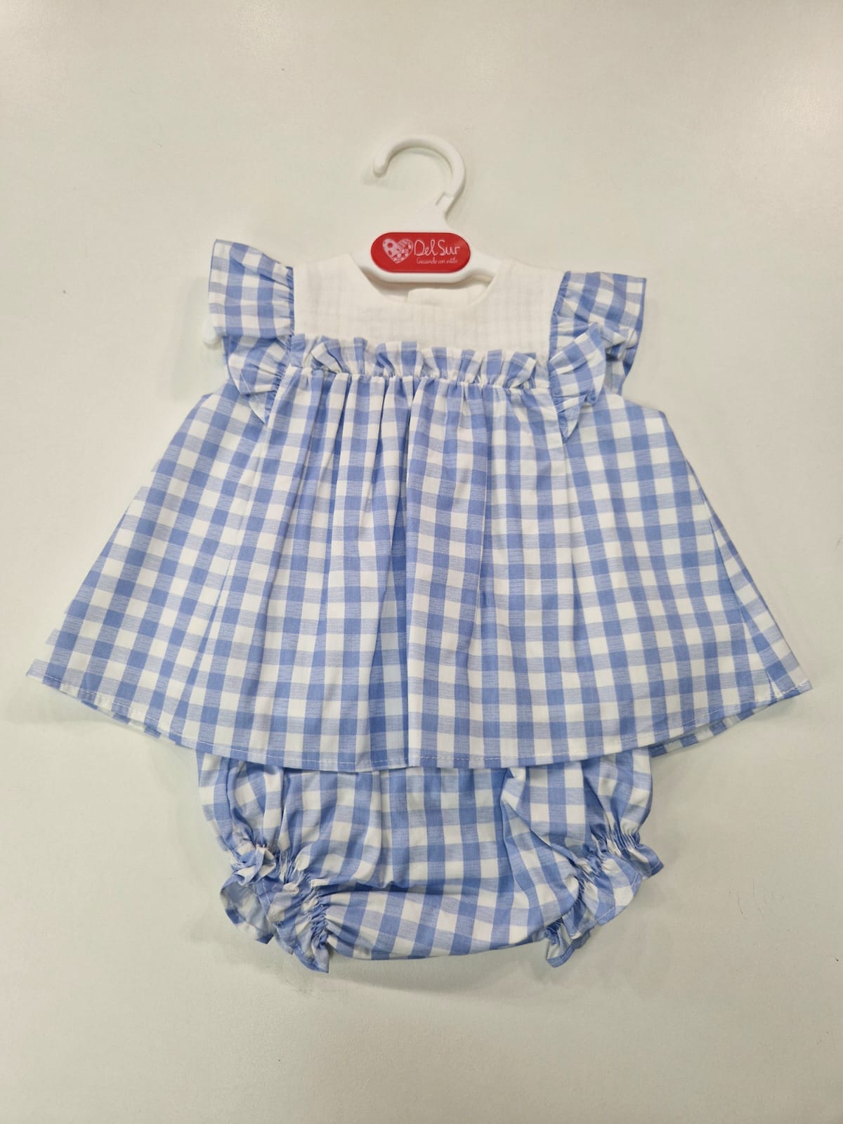 ✨DEL SUR✨Completo due pezzi in cotone con culotte 👧 "FAMILIA LEVANTE" - Azzurro a Righe, 3
