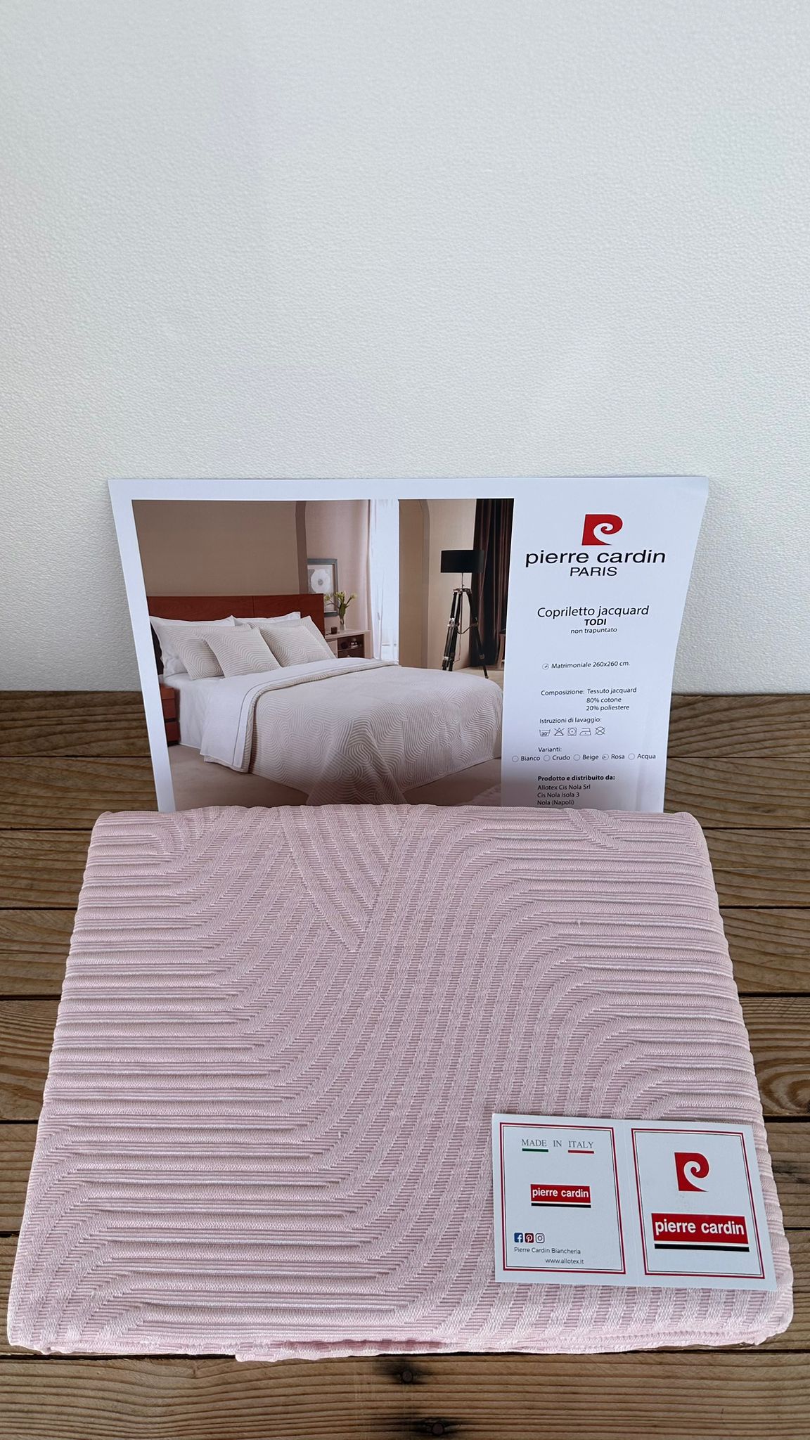 Pierre Cardin Copriletto matrimoniale Colore Cipria Linea Paris Tod