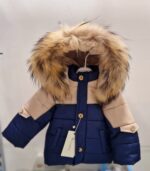 Bacetti Giubbotto bambino bicolore con cappuccio in pelliccia art.MO252A2