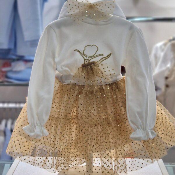 Deolinda 
Completo bambina con gonna in tulle oro art.CDI2414