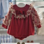 Deolinda 
Vestito bambina in velluto con manica tulle pois con culotte coordinata art.CDI24303